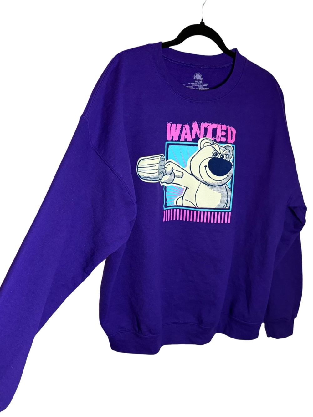 Disney Pixar Toy Story Lotso “Wanted” Purple Sweatshirt – XL NWOT - Picture 3 of 6